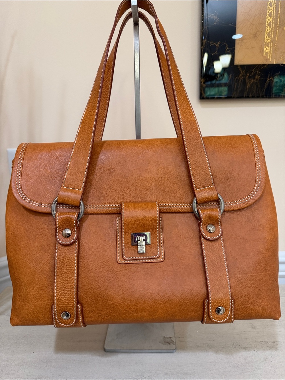 Lambertson Truex Leather Shoulder Bag in Cognac